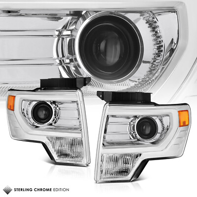 #ad 2009 2014 Ford F150 Chrome NEW PROJECTOR Front Headlights Headlamp Assembly SET $169.95