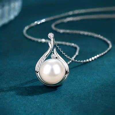 #ad 925 Silver Plated Necklace Faux Pearl Pendant Clavicle Chain Women Girls Gift $12.98