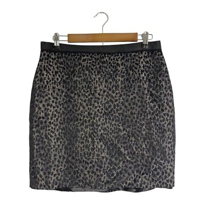 #ad Ann Taylor Black Leopard Print Skirt Ribbon Waist Size 8 $24.00