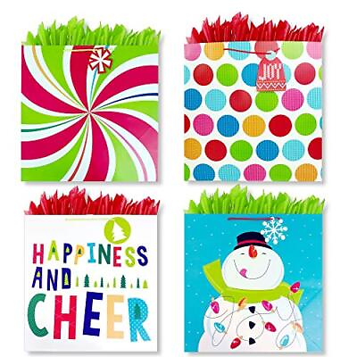 Giant Square Gift Bags Tissue Paper Holiday Christmas Bags set of 4 $17.99