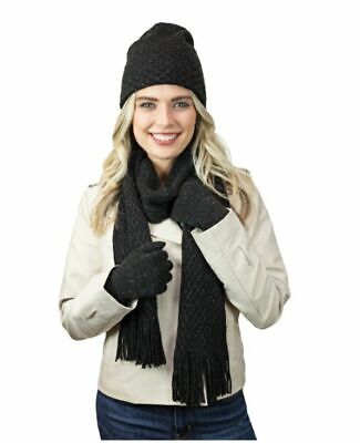 #ad Scarf Hat Gloves women#x27;s 3 piece set soft knit Holiday Gift Set Choose Color $6.99