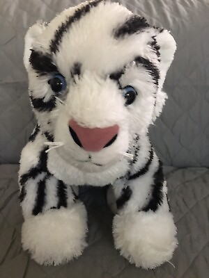 #ad BUILD A BEAR White Tiger Cub 12x15 Soft Plush Stuffed Animal With Blue Eyes $14.50