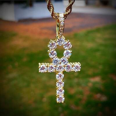 #ad Iced ankh necklace men ankh necklace cross pendant anhk necklace father day $18.99