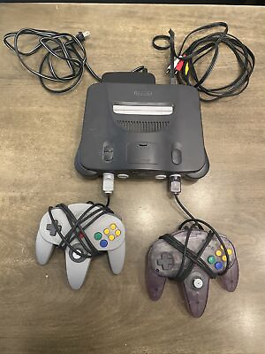 #ad Nintendo 64 N64 Console Bundle Cables and 2 Controllers Jumper Inc. Not Tested $75.00