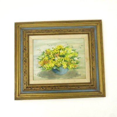 #ad Vtg Signed quot;Study in Daisiesquot; 1970 Still Life Ornate Framed Oil Painting 21quot;x24quot; $76.49