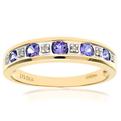 #ad 9ct Yellow Gold Tanzanite and Diamond Eternity Ring by Naava GBP 244.95