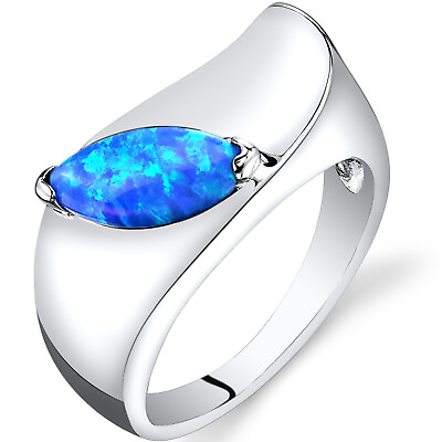 #ad 0.75 Carat Lab Created Blue Opal Engagement Ring in Sterling Silver Sizes 5 to 9 $39.99