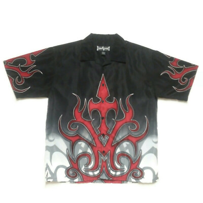 #ad Steve amp; Barrys Club Shirt Mens Sz Large Short Sleeve Black Tribal 100% Polyester $12.94