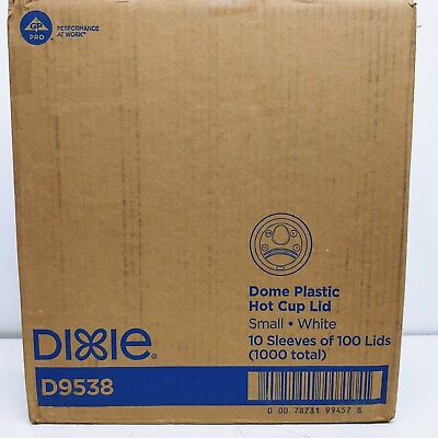 #ad Dixie Dome Hot Drink Lids 8oz Cups White 100 Sleeve 10 Sleeves Carton $79.99