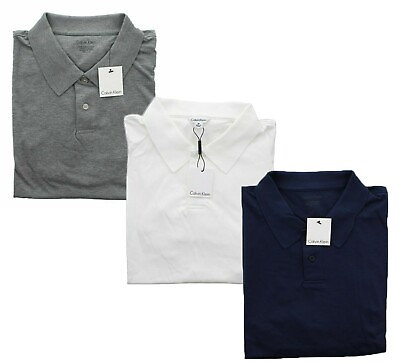 #ad Calvin Klein Polo Shirt Liquid 100% Cotton Men#x27;s Lifestyle Classic Fit Top $19.99