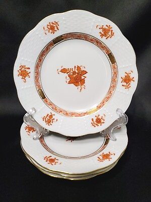 #ad MINT 4 HEREND Hungary Chinese Bouquet Rust Vintage DESSERT PLATES 8quot; $280.00