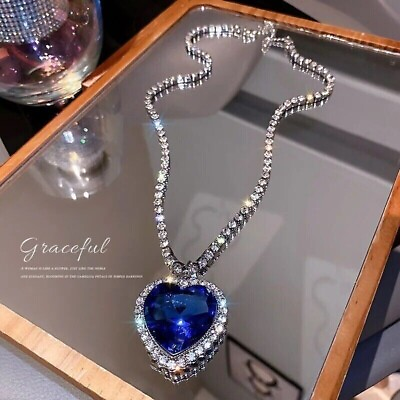 #ad TITANIC NECKLACE BLUE HEART OF THE OCEAN PENDANT WOMENS GIFT JEWELLERY BEAUTIFUL GBP 6.99