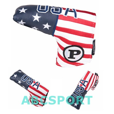 #ad 1pc USA Stars and Stripes Golf Blade Putter Head Cover with Magnetic Closure $11.69