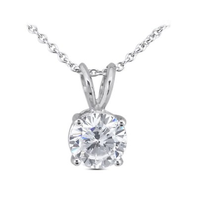 #ad 0.67 CT F VS1 Exc Round Natural Diamond 14k Prong Classic Solitaire Pendant 0.8g $1496.00