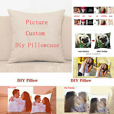 #ad 18quot; Personalised Printed Photo Pillow Case Custom Print Cushion Cover Home Décor $10.50