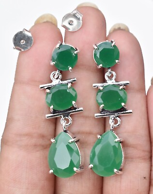 #ad Green Emerald 925 Sterling Silver Gemstone Jewelry Unique Earring S 1.50 $12.99