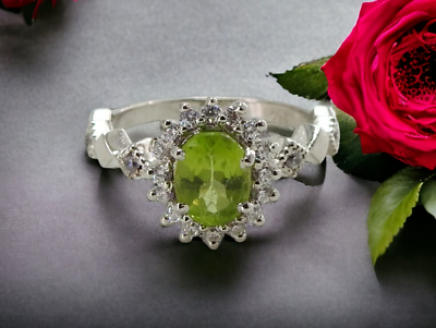 #ad Ring 925 Silver Sterling Gemstone Handmade Natural Perdot Wedding Women beautifu $30.10