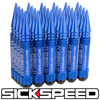 #ad SICKSPEED 24 PC BLUE 5 1 2quot; LONG SPIKED STEEL EXTENDED LUG NUTS 12X1.25 L13 $119.88