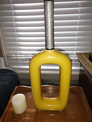#ad Large Art Deco Yellow Cut Out Firefly Home Collections Vase $33.00