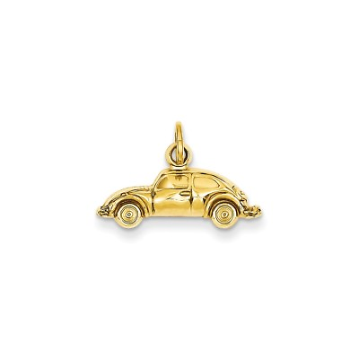 #ad 14k Yellow Gold Beautiful Automobile Pendant Classic Beetle Bug Car Solid Charm $105.00