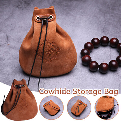 #ad Outdoor Leather Coin Purse Bag Drawstring Pouch Calabash Jewelry Packing Bags $11.55