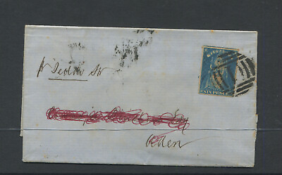 #ad VICTORIA 1861 ENTIRE 6D BLUE QUEEN ON THRONE FROM MELBOURNE TO ADEN. RARE AU $299.00
