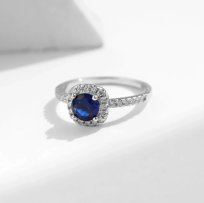 #ad Royal Blue Zircon S925 Sterling Silver Ring $54.99