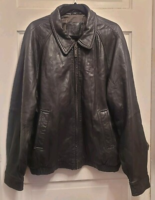 #ad Hunt Club Leather Bomber Jacket Vintage 80s 90s Mens XL Size 45 47 Grandpacore $60.00