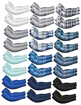 #ad 48 Pairs Summer Unisex UV Sun Protection Arm Sleeves Colored Marine Color $60.08