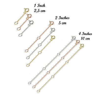 #ad 925 Sterling Silver Necklace Extender 14K Gold Plated Adjustable Chain Extender $7.99