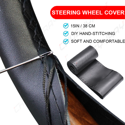 #ad 2024 Newest DIY Car Steering Wheel Cover Anti slip For 15quot; 38 cm Black US $26.99