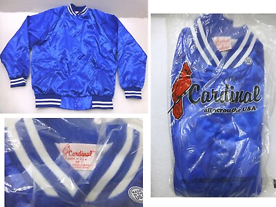 #ad Unworn vintage royal blue satin white jacket lined Cardinal M medium blank men#x27;s $27.99