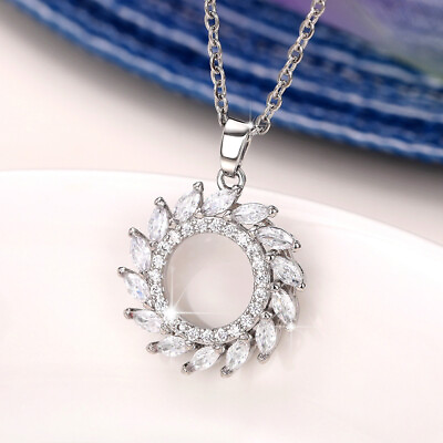 #ad #ad Fashion 925 Silver Necklaces Pendants Women Cubic Zirconia Wedding Jewelry C $3.30