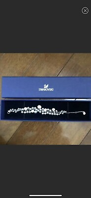 #ad brand new swarovski gray pearl and crystal necklace. STUNNING $181.00
