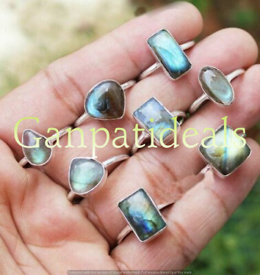 #ad Sale Labradorite Gemstone Ring Wholesale Lot 925 Sterling Silver Plated Rings $16.14