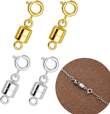 #ad 4Pcs Magnetic Necklace Clasps and Closures 18K Gold and Silver Plated Bracelet $7.49