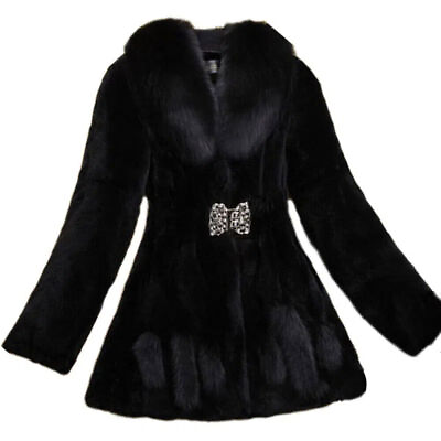 #ad Women Fluffy Faux Fur Jacket Coat Midi Thermal Tunic Winter Warm Outerwear Parka $44.99