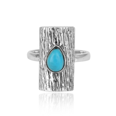 #ad Oxidized 925 Silver Turquoise Gemstone Tree Bark Texture Designer Ring $20.69