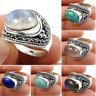 #ad Handmade 925 Sterling Silver Natural Gemstone Bohemian Ring Jewelry For Her Y123 $32.99