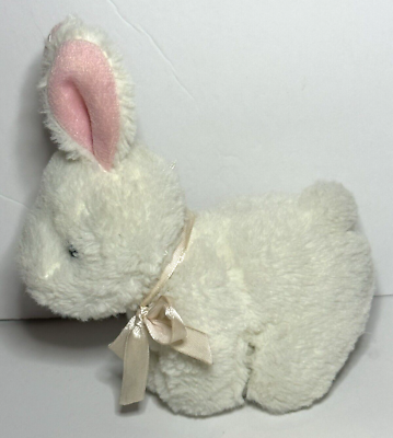 #ad Best Made Toys Plush White Bunny Rabbit Laying Stuffed Animal Toy W Ribbon $7.99
