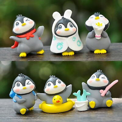 #ad Penguin Miniature Set for Home Office Garden Decor Unique Gift Piece Set of 6 P1 $65.55
