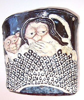 #ad Vintage Sue Clarke Susan Rooke Ceramic Piece Idaho Potter Woman Dog Cat $100.00