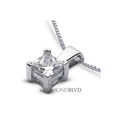 #ad 1.53 CT E VS2 VG Princess AGI Earth Mined Diamond 14K Prong Solitaire Pendant 3g $4527.09