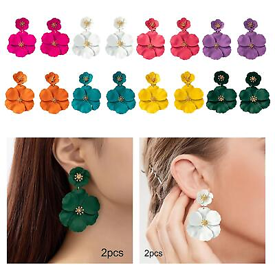 #ad Flower Dangle Earrings Stud Earrings Fashion Boho Pendant Earrings Matte $7.33