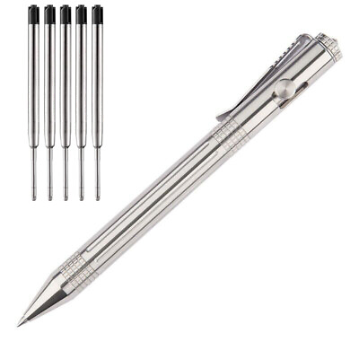 #ad Stainless Steel Pocket Ball Pen Ballpoint Pen Office Signature Pen Outdoor EDC $16.44