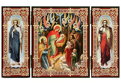 Nativity of Christ Jesus Triptych Icon Christmas Decoration Saint Michael Gift $23.95