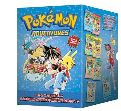 #ad Pokemon Adventures Graphic Novel Box Set Red amp; Blue Volumes 1 7 Manga $55.97