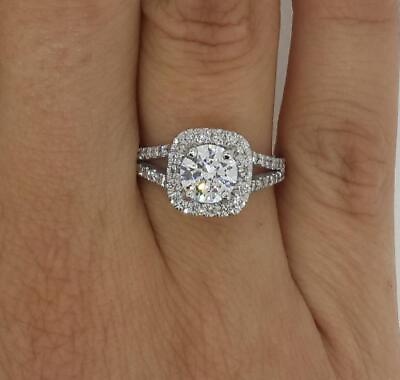 #ad 1.5 Ct Split Shank Halo Round Cut Diamond Engagement Ring SI2 H White Gold 18k $784.00