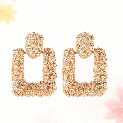 #ad Gold Pendant Earrings Girl Drop Earrings Square Dangle Earrings $8.79