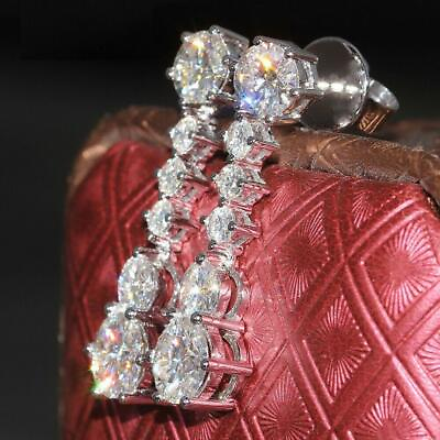 #ad Elegant Women 925 Silver Drop Earring Gift Round Cut Cubic Zircon Jewelry C $3.34